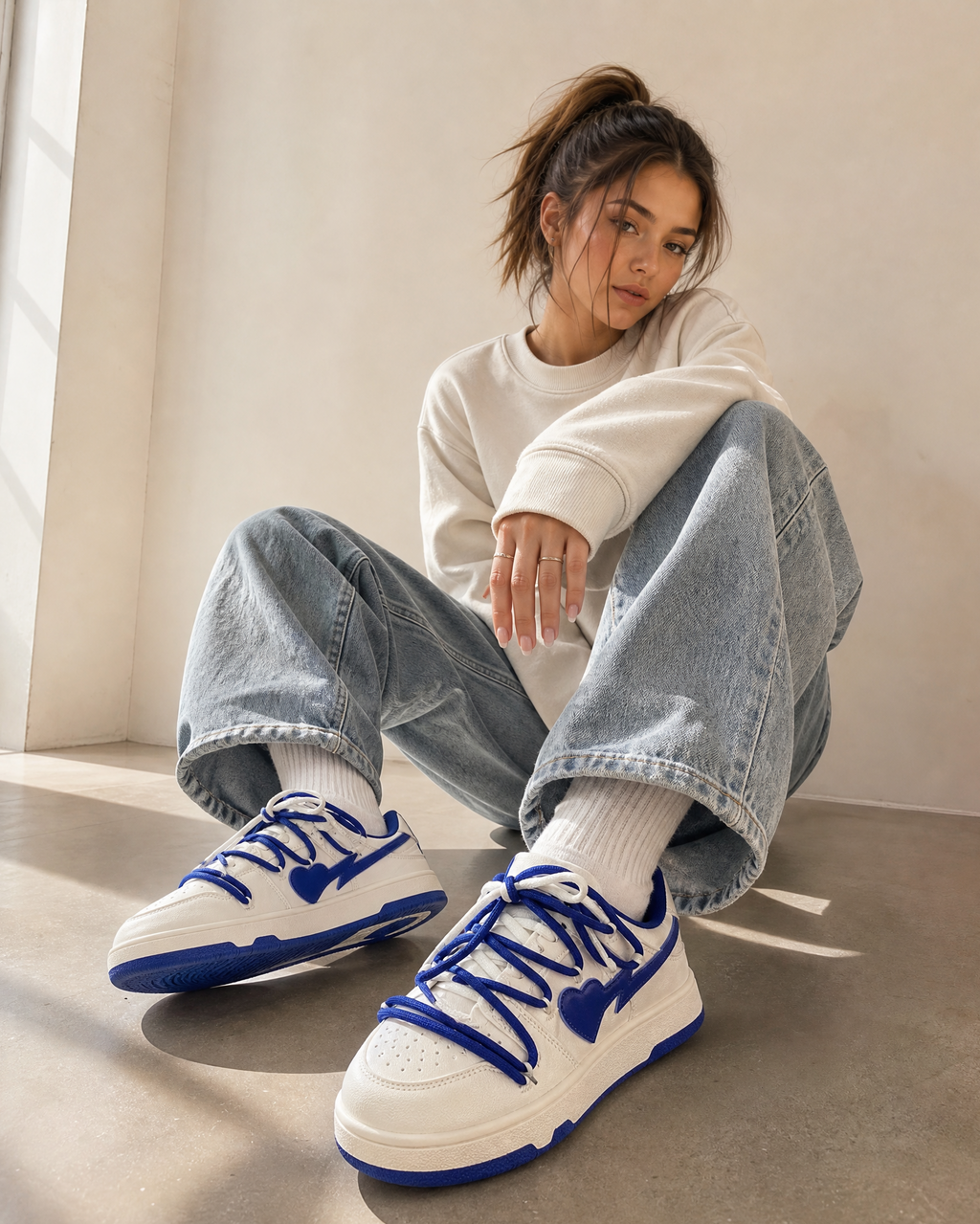 Heartlane Crush Royal Blue indossate con outfit street femminile